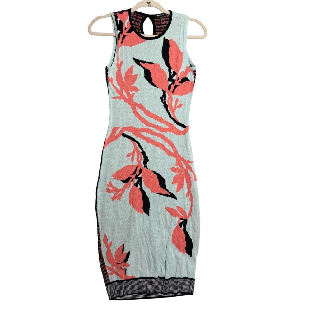 Nanette Lepore Floral Print Sheath Dress Women's Size XS Pink Gray bodycon